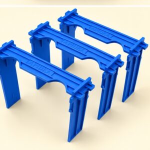 Three blue APIDEA plastic frames with guide strips