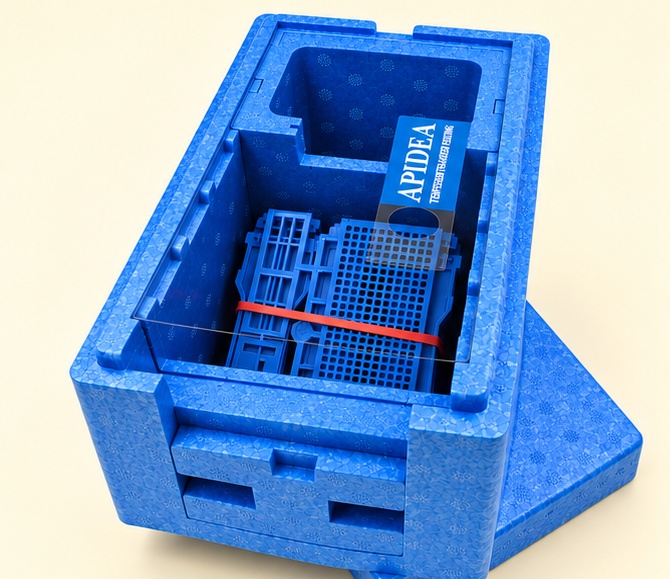 Blue APIDEA mating hive with the three frames and clear lid, from Bee Happy Honey